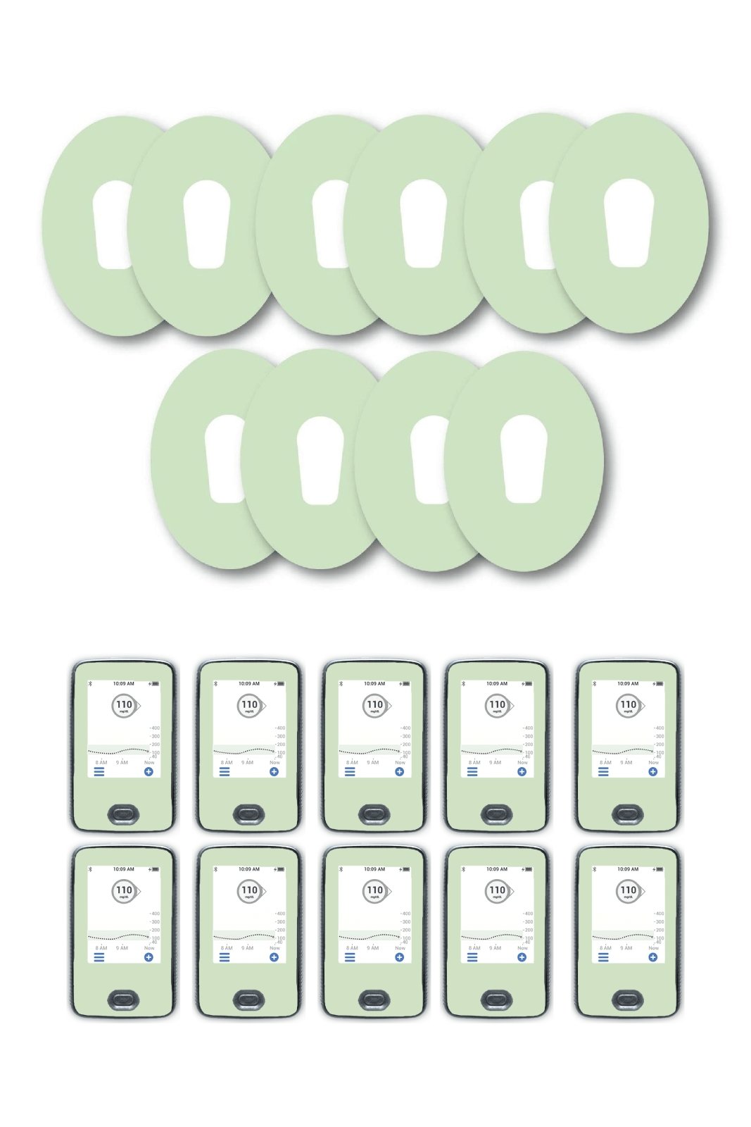 Green Pastel Patches Matching Set for Dexcom G6 diabetes CGMs and insulin pumps