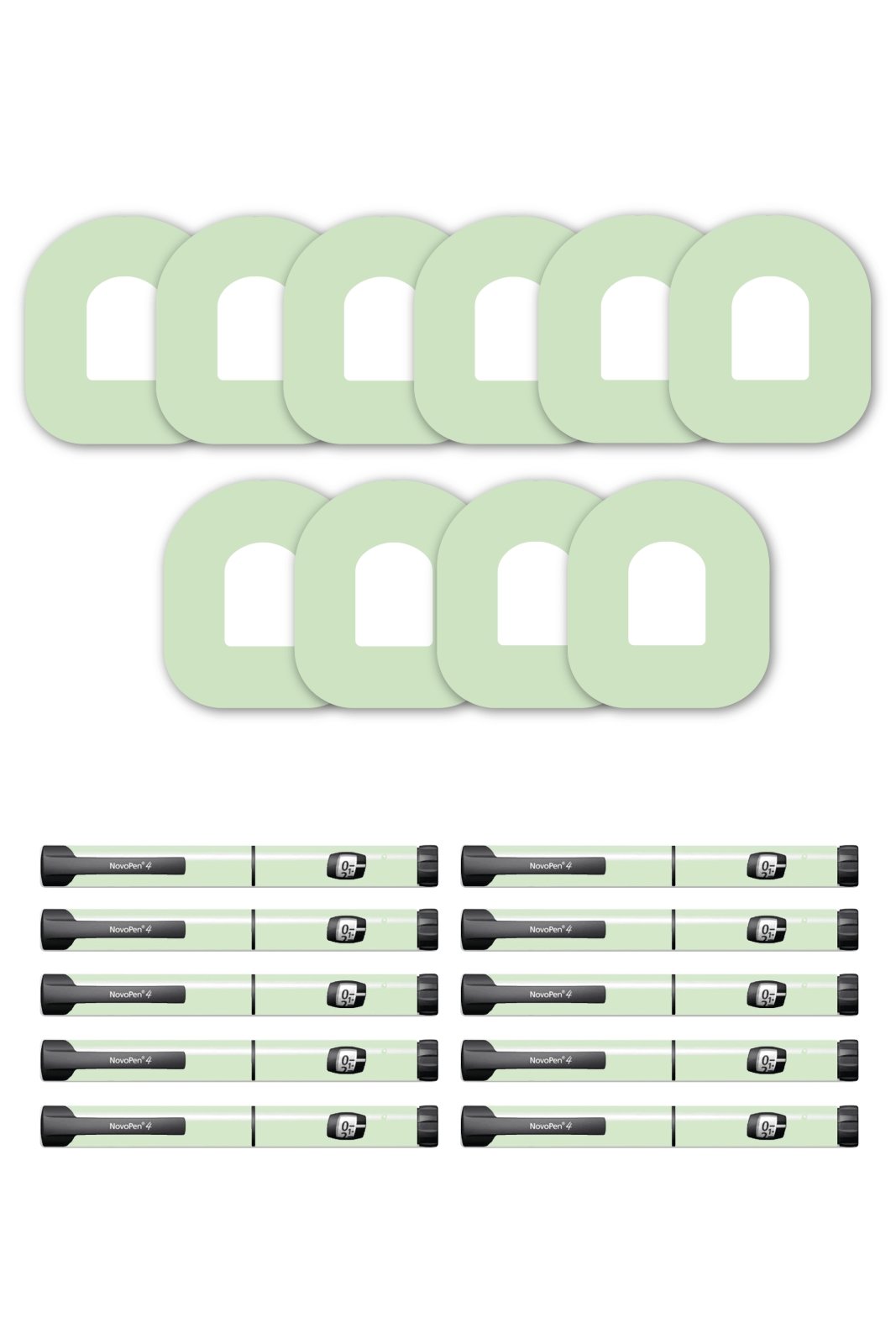 Green Pastel Patches Matching Set for Omnipod diabetes CGMs and insulin pumps