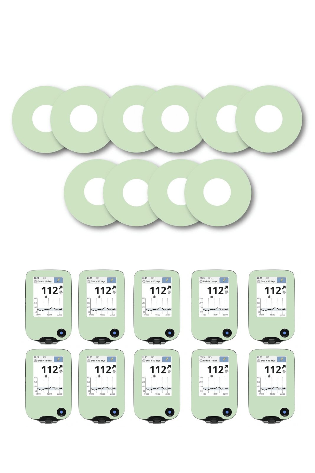 Green Pastel Patches Matching Set for Freestyle Libre diabetes CGMs and insulin pumps
