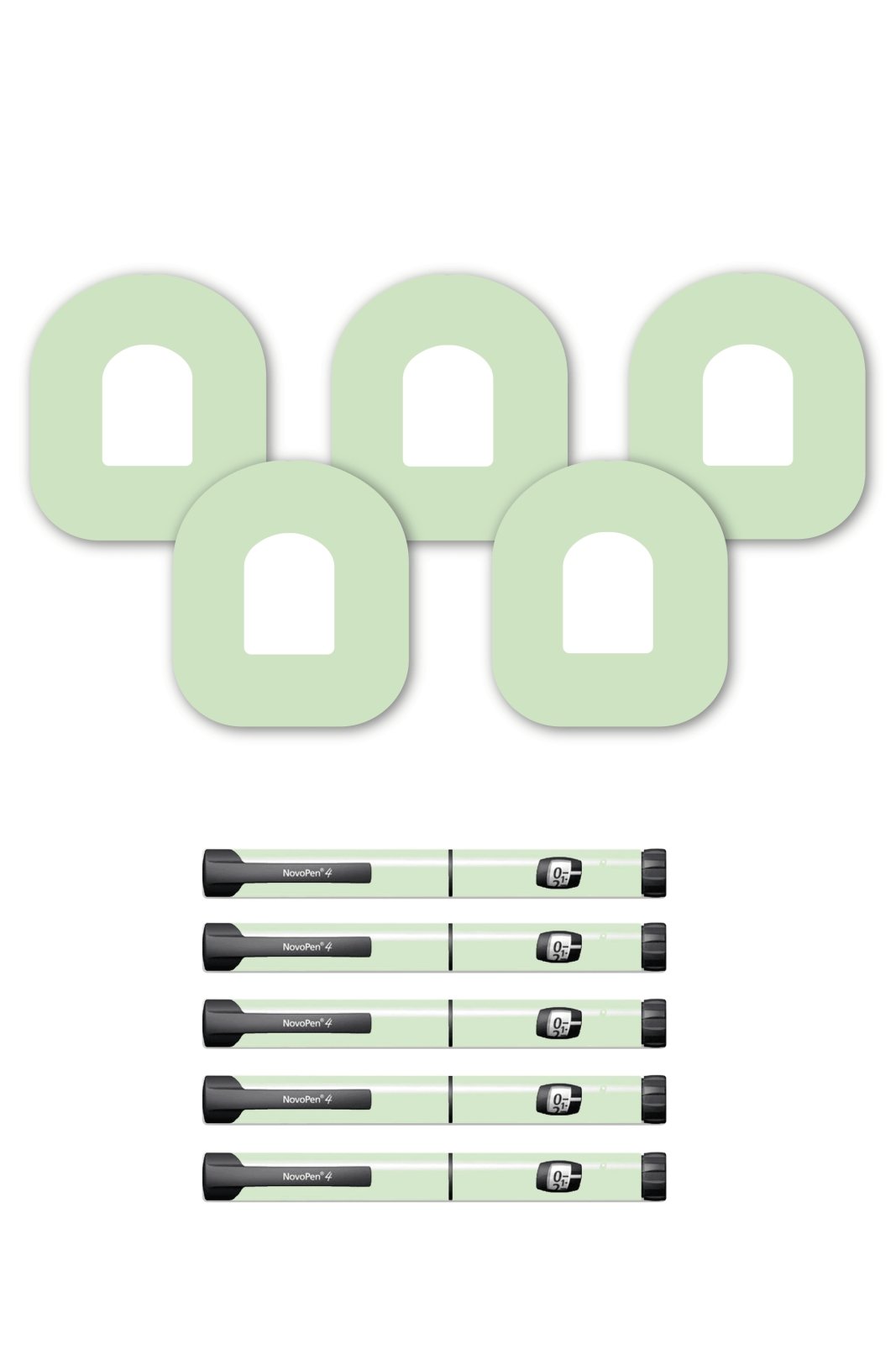 Green Pastel Patches Matching Set for Omnipod diabetes CGMs and insulin pumps
