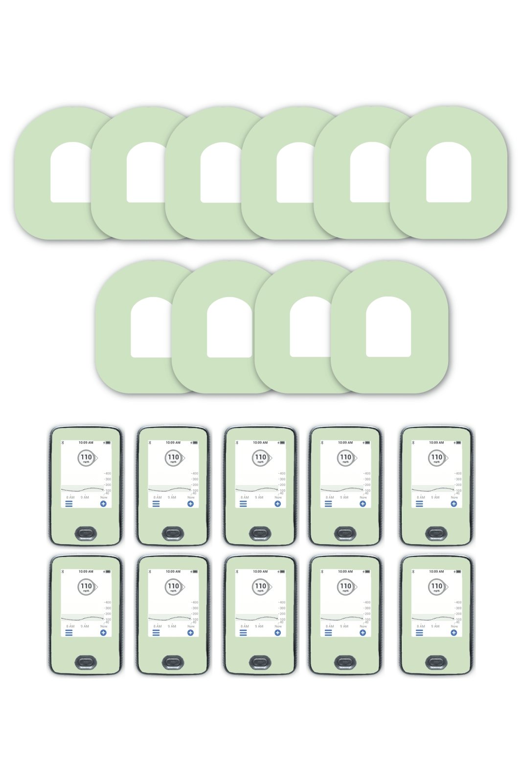 Green Pastel Patches Matching Set for Omnipod diabetes CGMs and insulin pumps