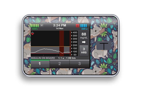 Koala Sticker for T-Slim diabetes CGMs and insulin pumps