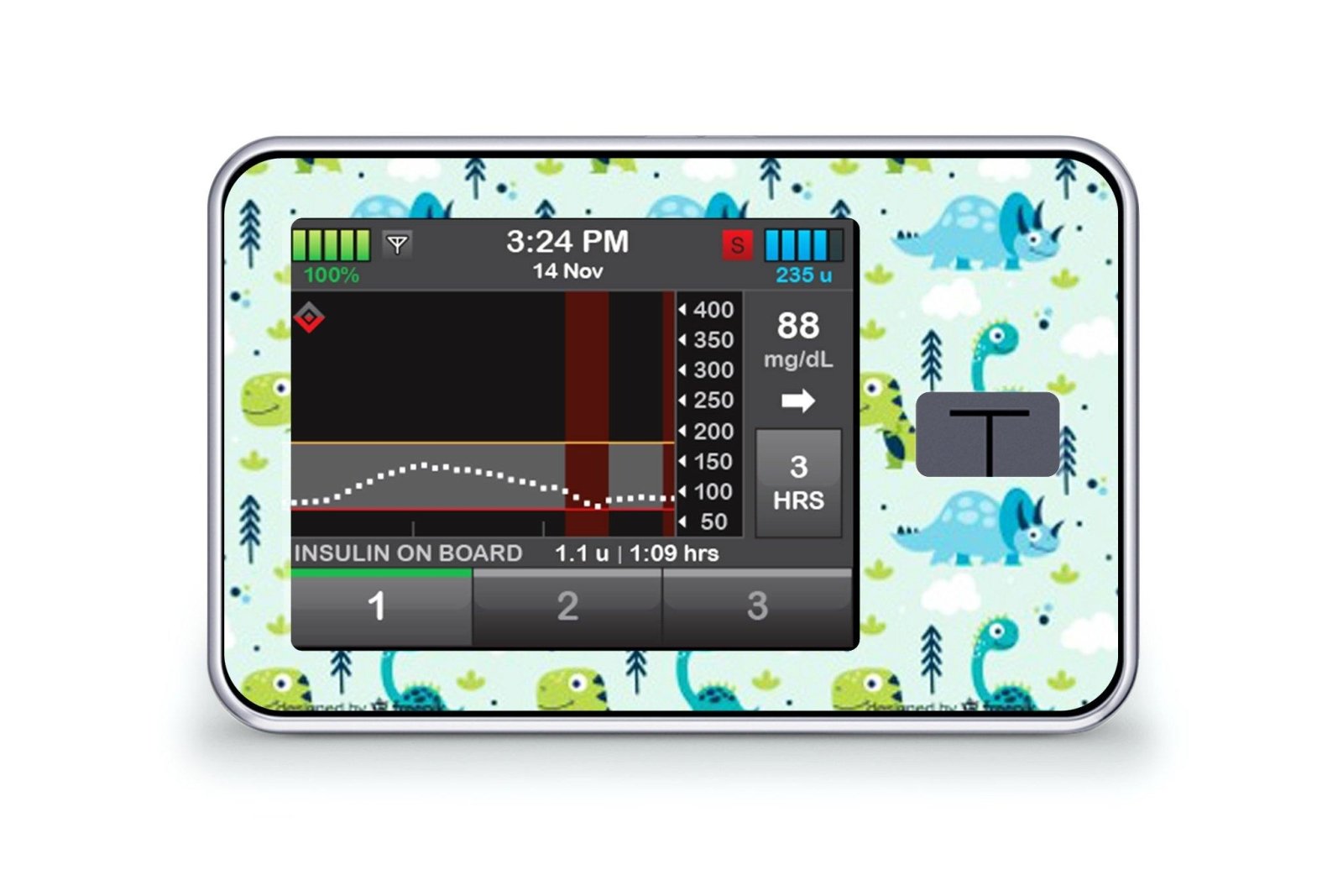 Light Dinosaurs Sticker - T-Slim for diabetes CGMs and insulin pumps