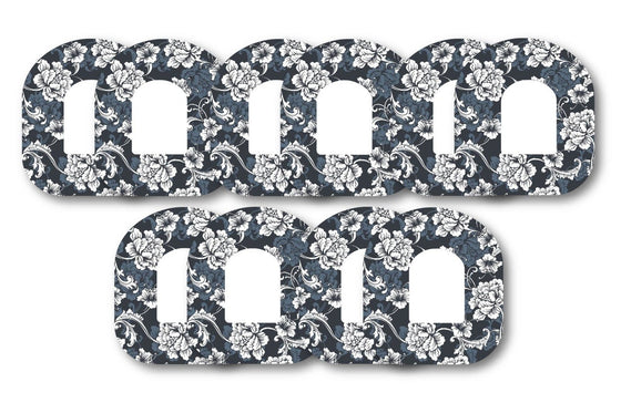 Monochrome Flowers Patch Pack for Omnipod - 10 Pack diabetes CGMs and insulin pumps