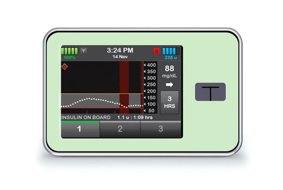 Pastel Green Sticker for T-Slim diabetes CGMs and insulin pumps