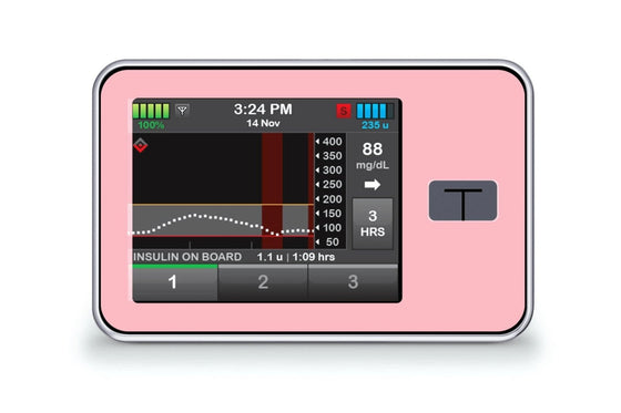 Pastel Red Sticker for T-Slim diabetes CGMs and insulin pumps