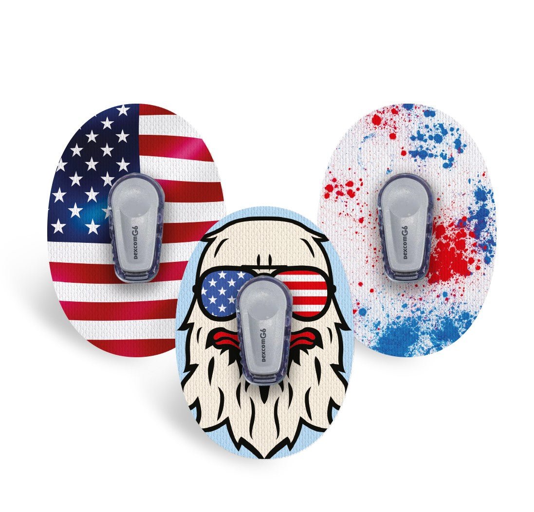 Patriotic Patch Pack for Dexcom G6 diabetes CGMs and insulin pumps