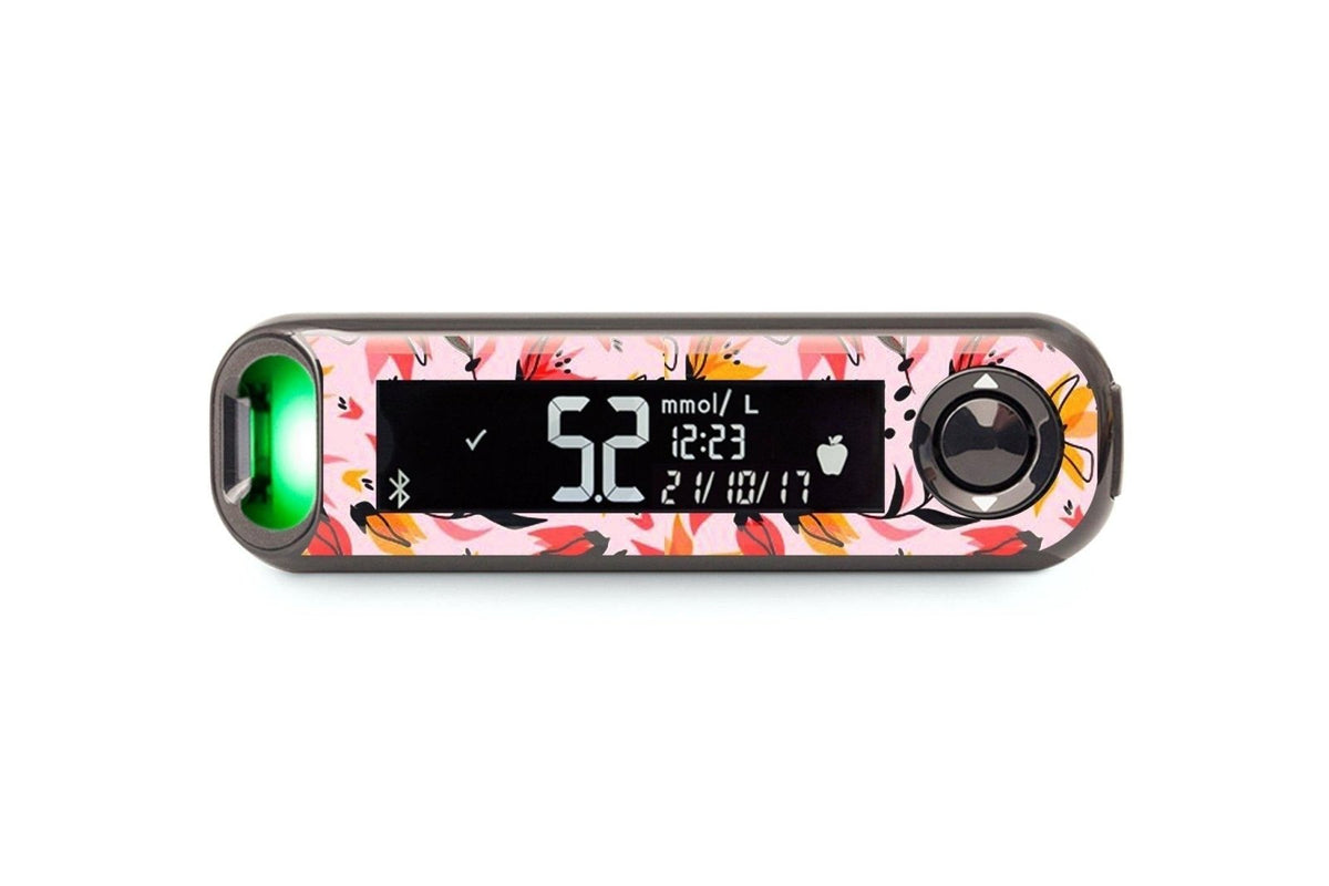 Pink and Yellow Flowers Sticker - Contour Next One for diabetes CGMs and insulin pumps