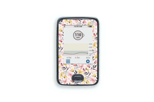 Pink and Yellow Flowers Sticker - Dexcom G6 / One Receiver for diabetes CGMs and insulin pumps