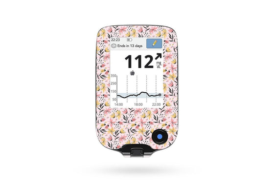 Pink and Yellow Flowers Sticker - Libre Reader for diabetes CGMs and insulin pumps