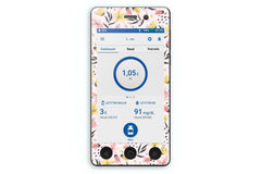 Pink and Yellow Flowers Sticker for Omnipod Dash PDM diabetes CGMs and insulin pumps