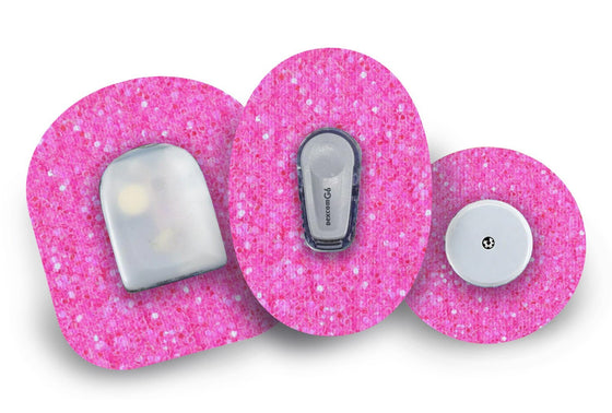 Pink Glitter Patch for Freestyle Libre diabetes supplies and insulin pumps