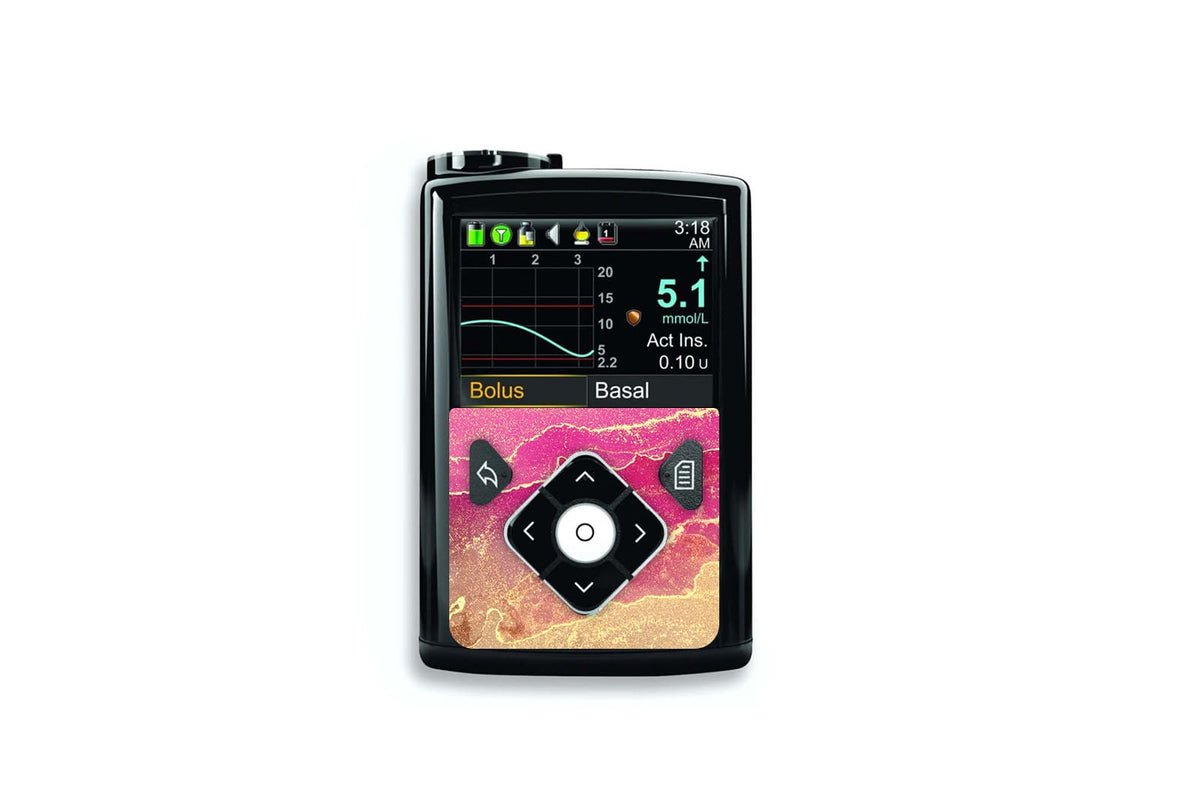 Pink Marble Sticker for Medtronic Minimed 640g, 680g, 780g diabetes supplies and insulin pumps