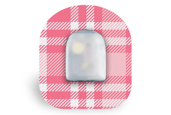 Pink Plaid Patch for Omnipod diabetes CGMs and insulin pumps