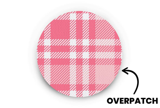 Pink Plaid Patch for Freestyle Libre 3 diabetes CGMs and insulin pumps