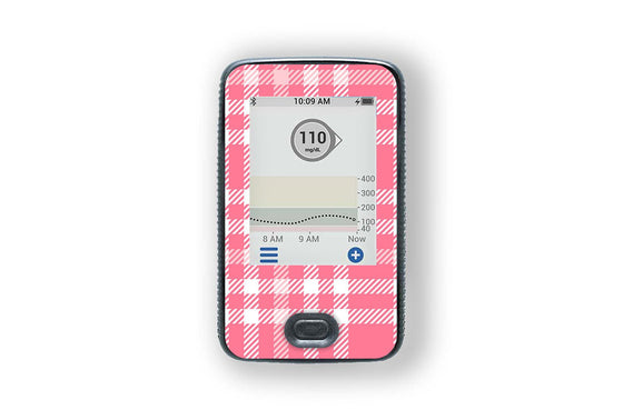 Pink Plaid Sticker - Dexcom Receiver for diabetes supplies and insulin pumps