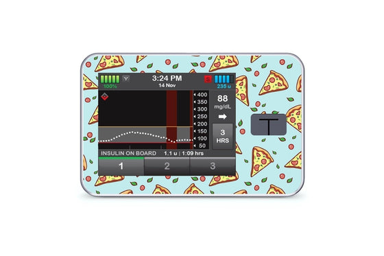 Pizza Sticker for T-Slim diabetes CGMs and insulin pumps