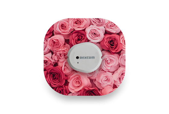Pretty Pink Rose Patch for Dexcom G7 diabetes CGMs and insulin pumps