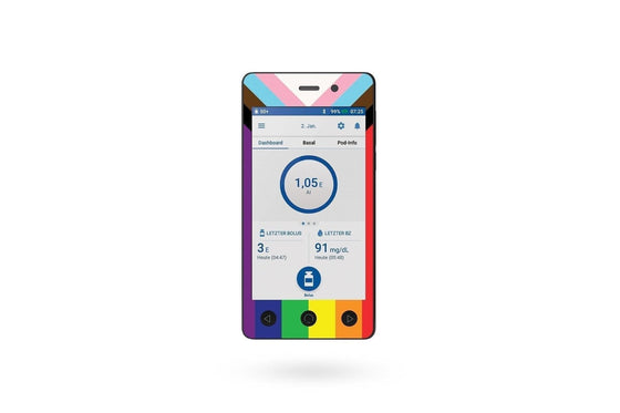 Pride Progression Sticker - Omnipod Dash PDM for diabetes CGMs and insulin pumps