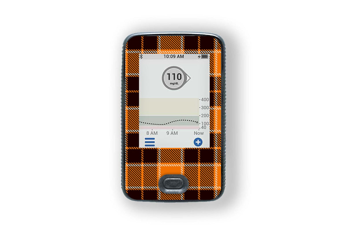 Pumpkin Plaid Sticker - Dexcom G6 / One Receiver for diabetes supplies and insulin pumps