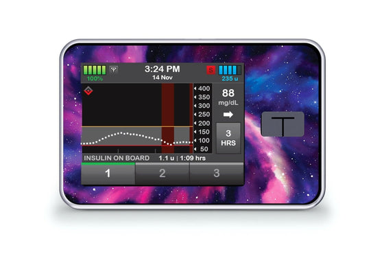 Purple Nebula Sticker for T-Slim diabetes CGMs and insulin pumps