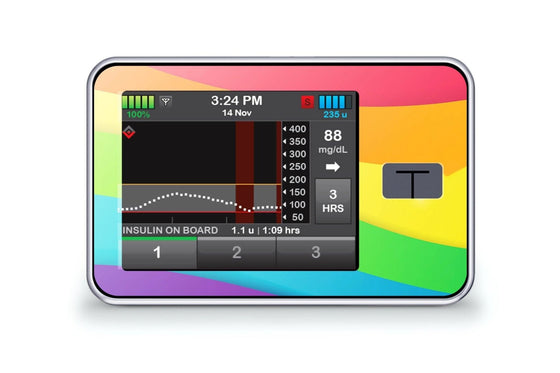 Rainbow Sticker - T-Slim for diabetes CGMs and insulin pumps