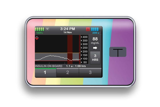 Rainbow Sticker for T-Slim diabetes CGMs and insulin pumps
