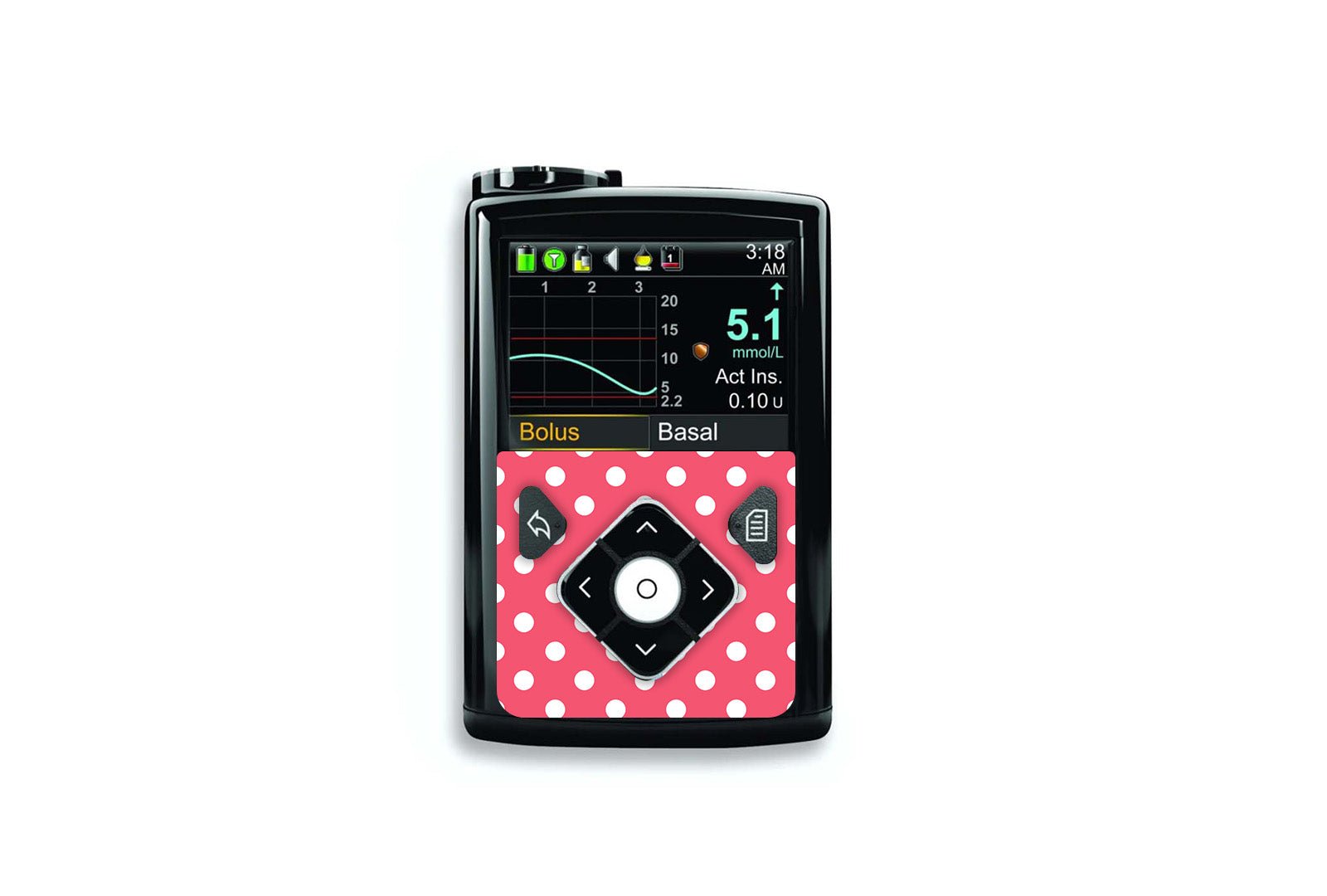 Red Polka Dot Sticker for Novopen 4, 5, 6, or Echo diabetes supplies and insulin pumps