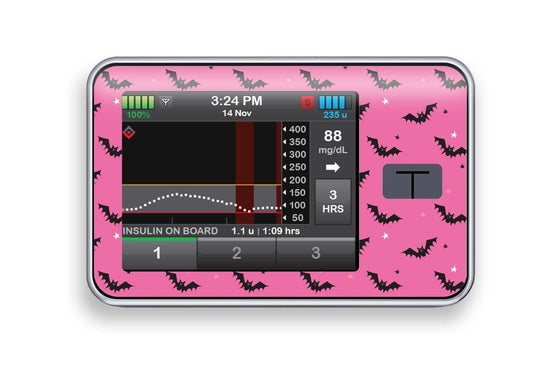 Scary Bats Sticker for T-Slim diabetes CGMs and insulin pumps
