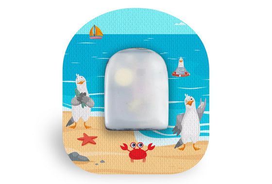 Seaside Seagulls Patch for Omnipod diabetes CGMs and insulin pumps