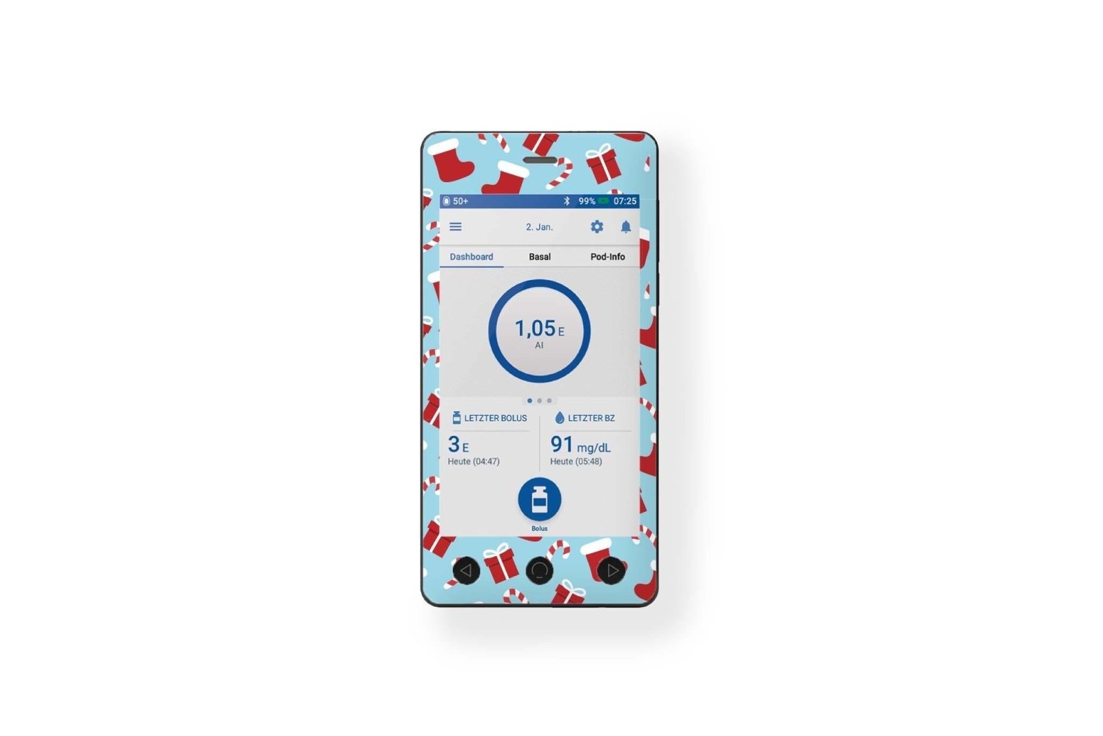 Secret Santa Stickers for Omnipod Dash PDM diabetes CGMs and insulin pumps