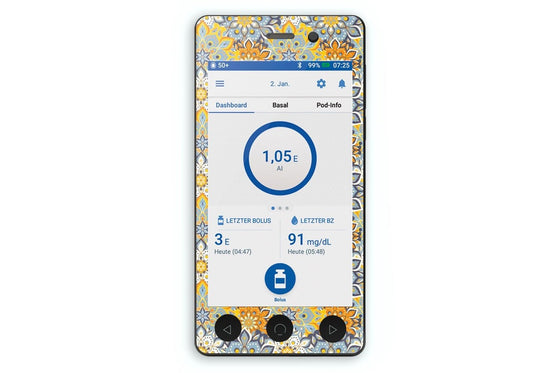 Sharp Flowers Sticker - Omnipod Dash PDM for diabetes CGMs and insulin pumps