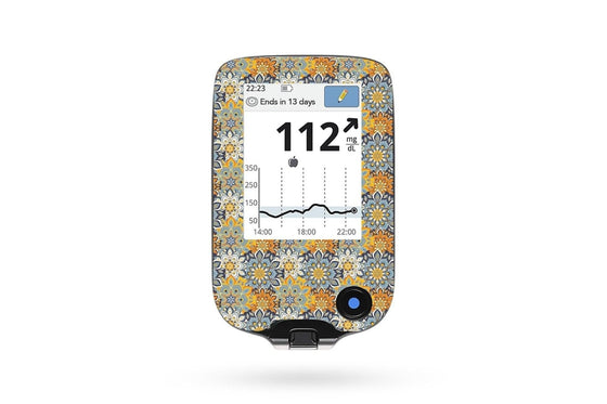 Sharp Flowers Sticker for Libre Reader diabetes CGMs and insulin pumps