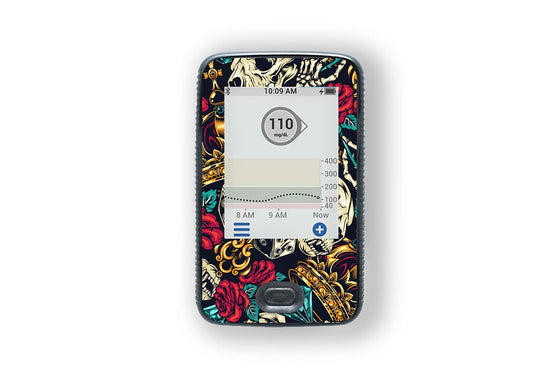 Skulls & Roses Sticker - Dexcom G6 Receiver for diabetes supplies and insulin pumps