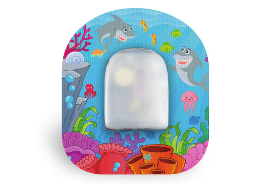 Smiley Shark Patch - Omnipod for Single diabetes CGMs and insulin pumps