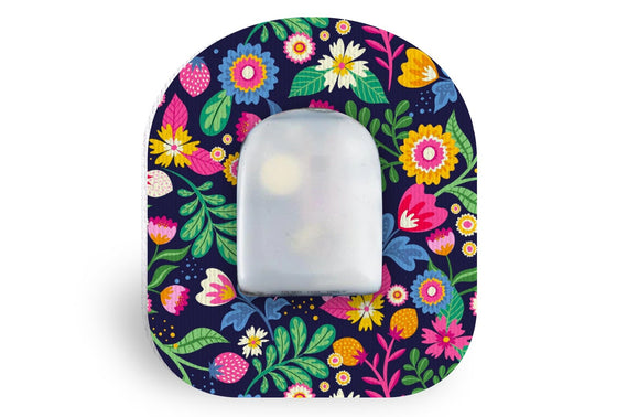 Vibrant Flowers Patch - Omnipod for Single diabetes CGMs and insulin pumps