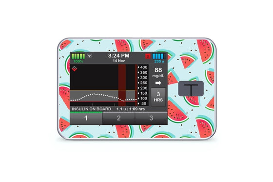 Watermelon Sticker for T-Slim diabetes CGMs and insulin pumps