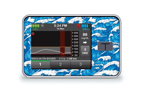 Waves Sticker for T-Slim diabetes CGMs and insulin pumps