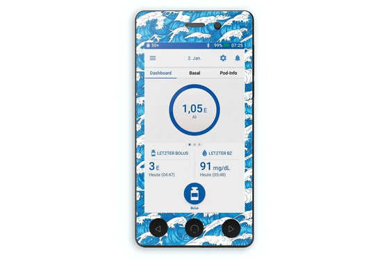 Waves Sticker for Omnipod Dash PDM diabetes CGMs and insulin pumps